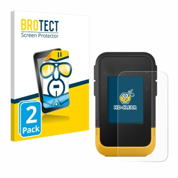 Vorderseite einer Produktverpackung mit dem Markenlogo BROTECT. Daneben ist das Gerät Garmin eTrex SE mit dem zugehörigen Disp
