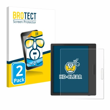 Vorderseite einer Produktverpackung mit dem Markenlogo BROTECT. Daneben ist das Gerät Boox Page mit dem zugehörigen Displaysch