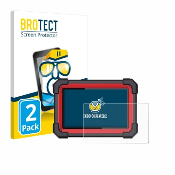 Vorderseite einer Produktverpackung mit dem Markenlogo BROTECT. Daneben ist das Gerät Launch X-431 CRP 919E BT mit dem zugehör