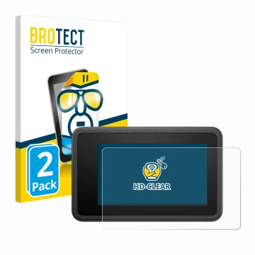 Vorderseite einer Produktverpackung mit dem Markenlogo BROTECT. Daneben ist das Gerät DJI Osmo Action 4 mit dem zugehörigen Di