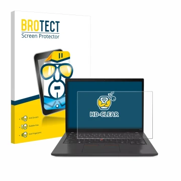Vorderseite einer Produktverpackung mit dem Markenlogo BROTECT. Daneben ist das Gerät Lenovo ThinkPad P14s Gen 4 mit dem zugeh