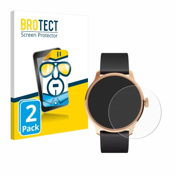 Vorderseite einer Produktverpackung mit dem Markenlogo BROTECT. Daneben ist das Gerät Withings ScanWatch Light mit dem zugehör