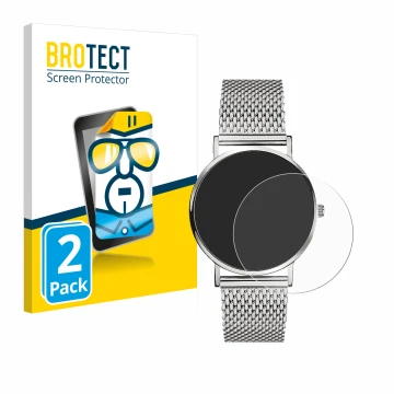 Vorderseite einer Produktverpackung mit dem Markenlogo BROTECT. Daneben ist das Gerät Liebeskind New Case Mesh (34 mm) mit dem
