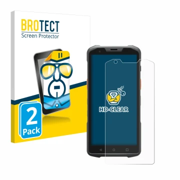 Vorderseite einer Produktverpackung mit dem Markenlogo BROTECT. Daneben ist das Gerät Sunmi L2H mit dem zugehörigen Displaysch