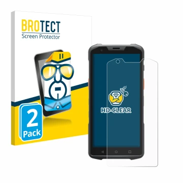Vorderseite einer Produktverpackung mit dem Markenlogo BROTECT. Daneben ist das Gerät Sunmi L2s mit dem zugehörigen Displaysch