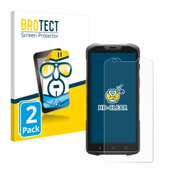 Vorderseite einer Produktverpackung mit dem Markenlogo BROTECT. Daneben ist das Gerät Sunmi L2s Pro mit dem zugehörigen Displa