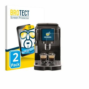 Vorderseite einer Produktverpackung mit dem Markenlogo BROTECT. Daneben ist das Gerät DeLonghi Magnifica Start ECAM222.60 mit 