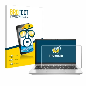 Vorderseite einer Produktverpackung mit dem Markenlogo BROTECT. Daneben ist das Gerät HP EliteBook 645 G10 mit dem zugehörigen