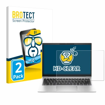 Vorderseite einer Produktverpackung mit dem Markenlogo BROTECT. Daneben ist das Gerät HP EliteBook 830 G10 Laptop-PC mit dem z
