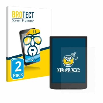 Vorderseite einer Produktverpackung mit dem Markenlogo BROTECT. Daneben ist das Gerät PocketBook InkPad Color 3 mit dem zugehö