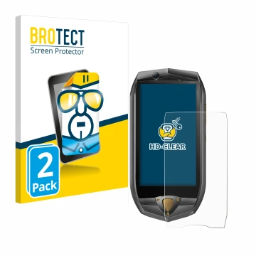 Vorderseite einer Produktverpackung mit dem Markenlogo BROTECT. Daneben ist das Gerät Oukitel K16 mit dem zugehörigen Displays