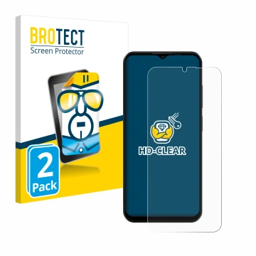 Vorderseite einer Produktverpackung mit dem Markenlogo BROTECT. Daneben ist das Gerät Ulefone Note 16 Pro mit dem zugehörigen 