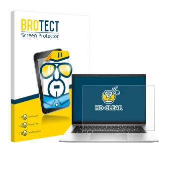 Vorderseite einer Produktverpackung mit dem Markenlogo BROTECT. Daneben ist das Gerät HP EliteBook 845 G10 mit dem zugehörigen