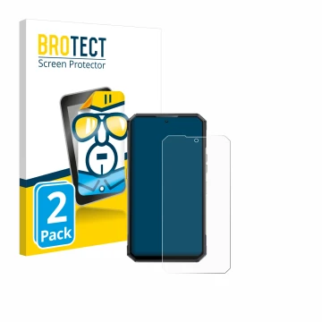 Vorderseite einer Produktverpackung mit dem Markenlogo BROTECT. Daneben ist das Gerät Oukitel WP30 Pro mit dem zugehörigen Dis