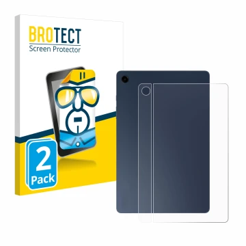 Vorderseite einer Produktverpackung mit dem Markenlogo BROTECT. Daneben ist das Gerät Samsung Galaxy Tab A9 Plus WiFi (Rücksei