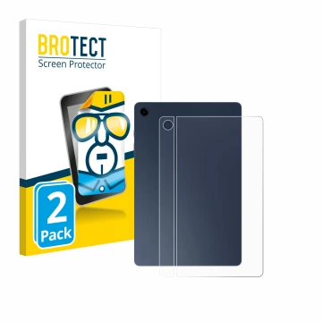 Vorderseite einer Produktverpackung mit dem Markenlogo BROTECT. Daneben ist das Gerät Samsung Galaxy Tab A9 Plus 5G (Rückseite
