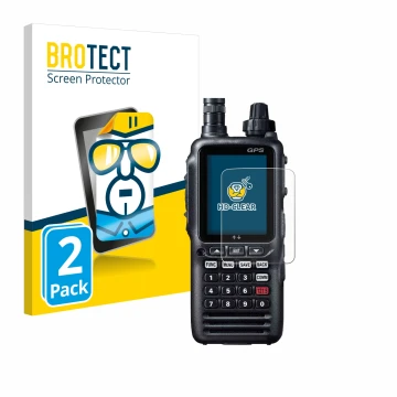 Vorderseite einer Produktverpackung mit dem Markenlogo BROTECT. Daneben ist das Gerät Yaesu FTA-850L mit dem zugehörigen Displ