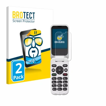 Vorderseite einer Produktverpackung mit dem Markenlogo BROTECT. Daneben ist das Gerät Doro 6820 mit dem zugehörigen Displaysch