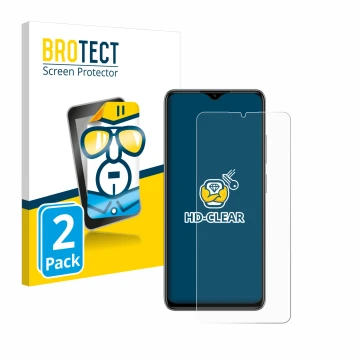 Vorderseite einer Produktverpackung mit dem Markenlogo BROTECT. Daneben ist das Gerät ZTE Blade A73 mit dem zugehörigen Displa