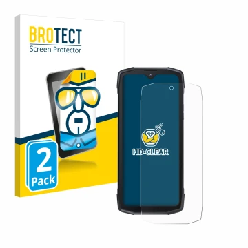 Vorderseite einer Produktverpackung mit dem Markenlogo BROTECT. Daneben ist das Gerät Cubot King Kong Star 5G mit dem zugehöri