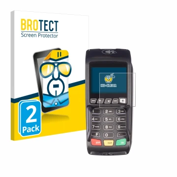 Vorderseite einer Produktverpackung mit dem Markenlogo BROTECT. Daneben ist das Gerät ingenico Desk/3500 mit dem zugehörigen D