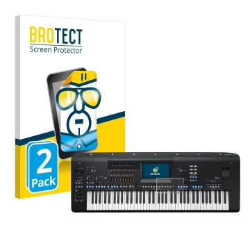 Vorderseite einer Produktverpackung mit dem Markenlogo BROTECT. Daneben ist das Gerät Yamaha Genos2 mit dem zugehörigen Displa