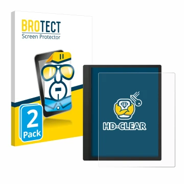 Vorderseite einer Produktverpackung mit dem Markenlogo BROTECT. Daneben ist das Gerät Boox Tab Ultra C mit dem zugehörigen Dis