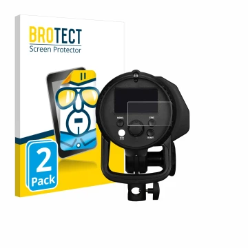 Vorderseite einer Produktverpackung mit dem Markenlogo BROTECT. Daneben ist das Gerät Profoto B1X mit dem zugehörigen Displays
