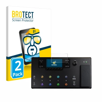 Vorderseite einer Produktverpackung mit dem Markenlogo BROTECT. Daneben ist das Gerät Line 6 Helix LT mit dem zugehörigen Disp