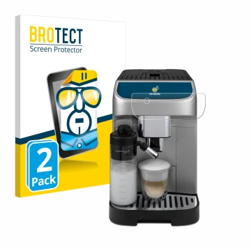 Vorderseite einer Produktverpackung mit dem Markenlogo BROTECT. Daneben ist das Gerät DeLonghi Magnifica Plus mit dem zugehöri
