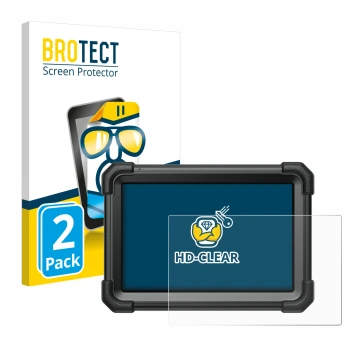 Vorderseite einer Produktverpackung mit dem Markenlogo BROTECT. Daneben ist das Gerät Launch X-431 Pro3 Apex mit dem zugehörig