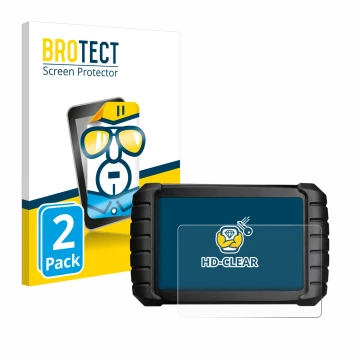 Vorderseite einer Produktverpackung mit dem Markenlogo BROTECT. Daneben ist das Gerät iCarsoft CR Max BT (2024) mit dem zugehö