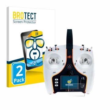 Vorderseite einer Produktverpackung mit dem Markenlogo BROTECT. Daneben ist das Gerät Spektrum NX7e mit dem zugehörigen Displa