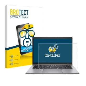 Vorderseite einer Produktverpackung mit dem Markenlogo BROTECT. Daneben ist das Gerät HP Zbook Firefly 14 G10 mit dem zugehöri