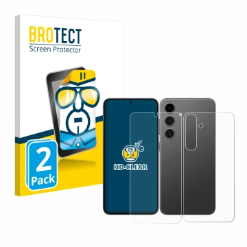 Vorderseite einer Produktverpackung mit dem Markenlogo BROTECT. Daneben ist das Gerät Samsung Galaxy S24 Plus (Display+Rücksei