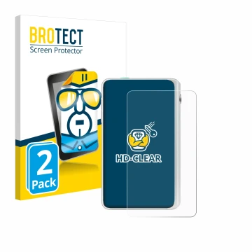 Vorderseite einer Produktverpackung mit dem Markenlogo BROTECT. Daneben ist das Gerät Timekettle Fluentalk T1 Mini mit dem zug