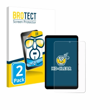 Vorderseite einer Produktverpackung mit dem Markenlogo BROTECT. Daneben ist das Gerät Alldocube iPlay 50 mini Pro mit dem zuge