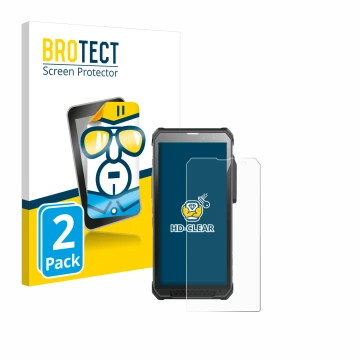 Vorderseite einer Produktverpackung mit dem Markenlogo BROTECT. Daneben ist das Gerät RugGear RG880 mit dem zugehörigen Displa