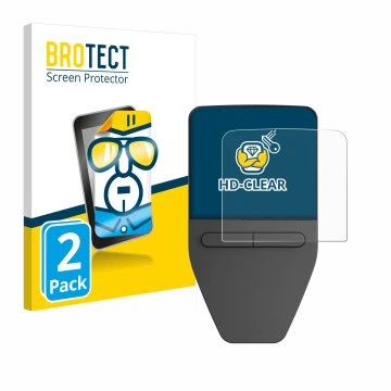Vorderseite einer Produktverpackung mit dem Markenlogo BROTECT. Daneben ist das Gerät Trezor Safe 3 mit dem zugehörigen Displa
