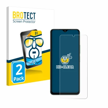 Vorderseite einer Produktverpackung mit dem Markenlogo BROTECT. Daneben ist das Gerät Xiaomi Redmi A3 mit dem zugehörigen Disp