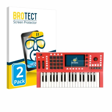 Vorderseite einer Produktverpackung mit dem Markenlogo BROTECT. Daneben ist das Gerät Akai Professional MPC Key 37 mit dem zug