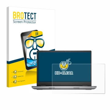 Vorderseite einer Produktverpackung mit dem Markenlogo BROTECT. Daneben ist das Gerät Dell Precision 7780 mit dem zugehörigen 