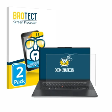 Vorderseite einer Produktverpackung mit dem Markenlogo BROTECT. Daneben ist das Gerät Lenovo ThinkPad Z13 Gen 2 mit dem zugehö