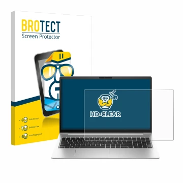 Vorderseite einer Produktverpackung mit dem Markenlogo BROTECT. Daneben ist das Gerät HP EliteBook 640 G10 mit dem zugehörigen