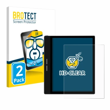 Vorderseite einer Produktverpackung mit dem Markenlogo BROTECT. Daneben ist das Gerät Bigme B751C mit dem zugehörigen Displays