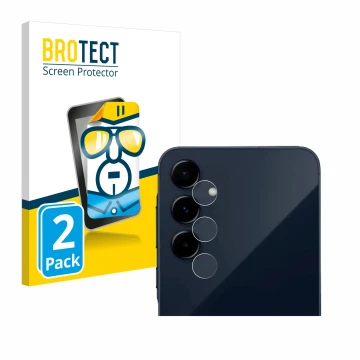 Vorderseite einer Produktverpackung mit dem Markenlogo BROTECT. Daneben ist das Gerät Samsung Galaxy A35 5G (NUR Kameraschutz)