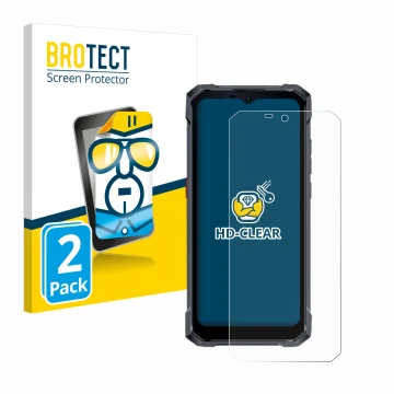 Vorderseite einer Produktverpackung mit dem Markenlogo BROTECT. Daneben ist das Gerät Hotwav W11 mit dem zugehörigen Displaysc