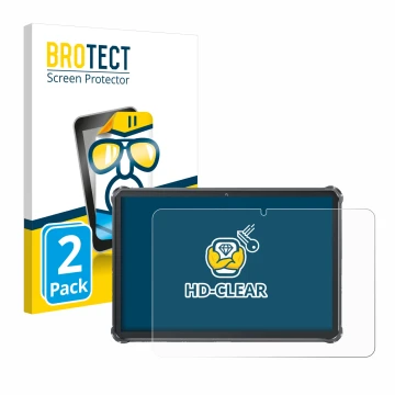 Vorderseite einer Produktverpackung mit dem Markenlogo BROTECT. Daneben ist das Gerät Oukitel RT8 mit dem zugehörigen Displays