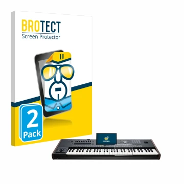Vorderseite einer Produktverpackung mit dem Markenlogo BROTECT. Daneben ist das Gerät KORG Pa5X mit dem zugehörigen Displaysch