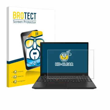 Vorderseite einer Produktverpackung mit dem Markenlogo BROTECT. Daneben ist das Gerät Lenovo ThinkPad P16s Gen 2 mit dem zugeh